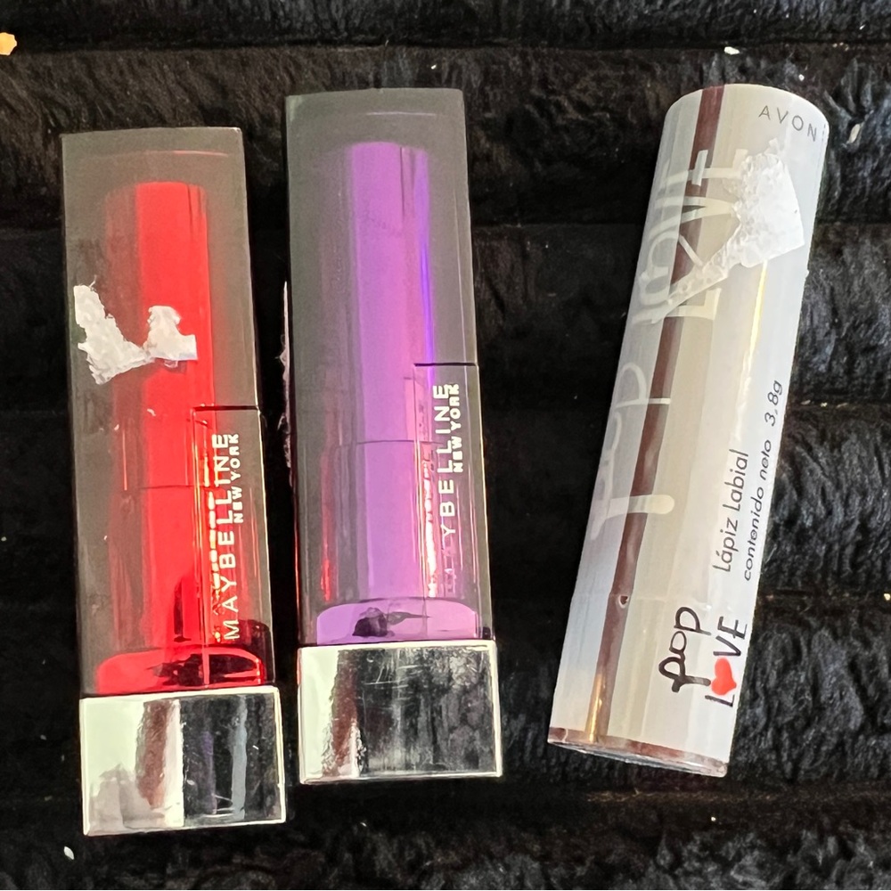 Maybelline & Avon Lip Trio - Red, Brown, Neutral